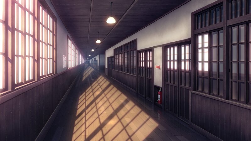 Long School Hallway — Brown