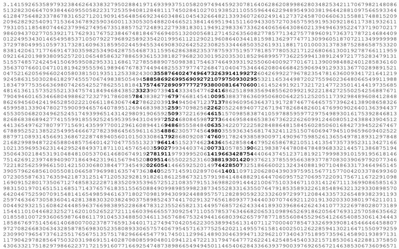 Long string of random numbers