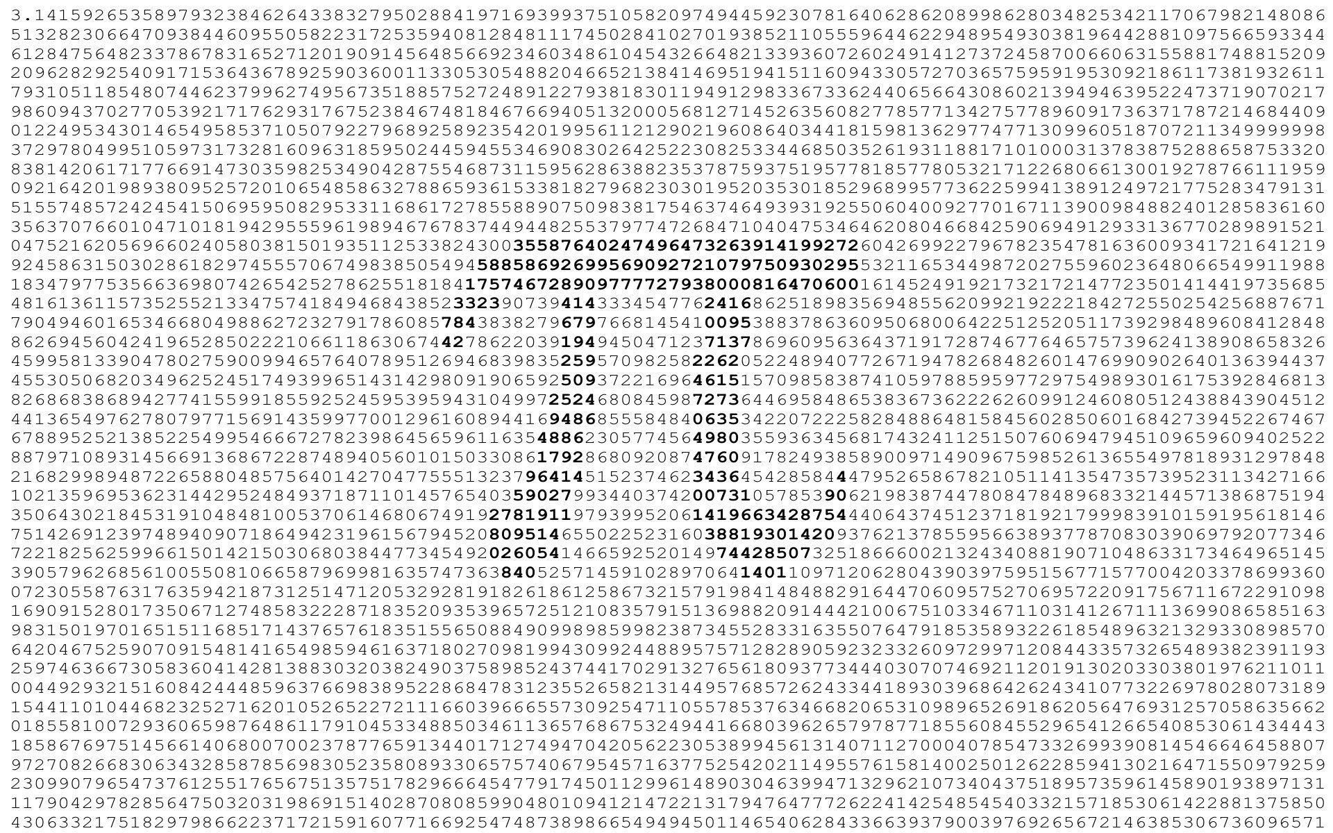 Long string of random numbers