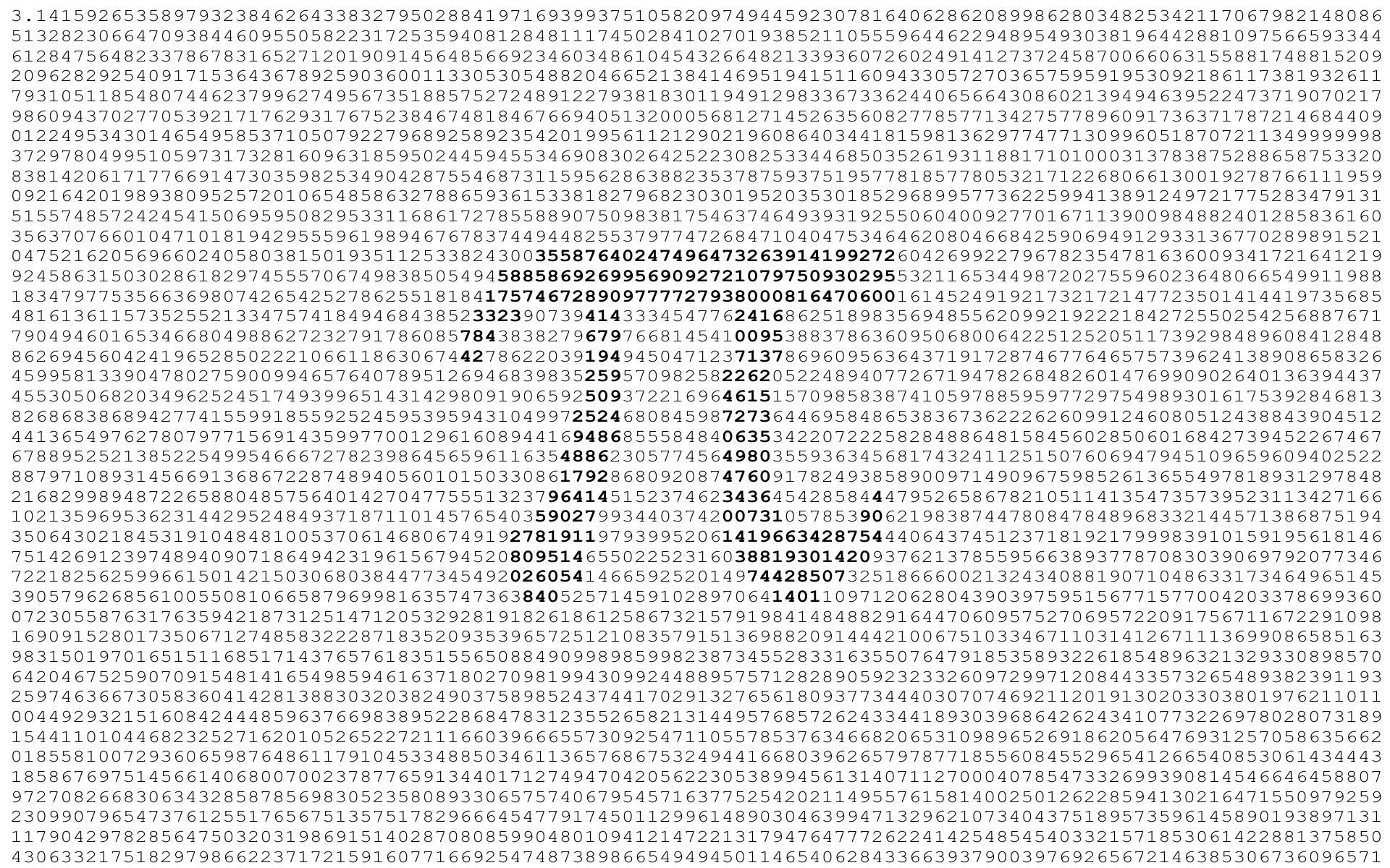 Long string of random numbers