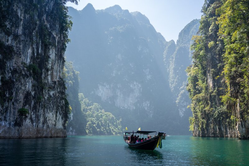 Long-tail Boat in Canyon