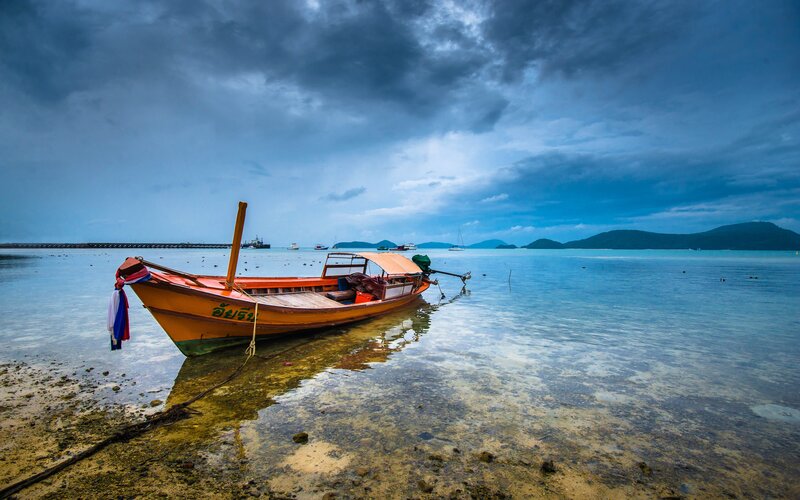 Long-tail Boat on Shore