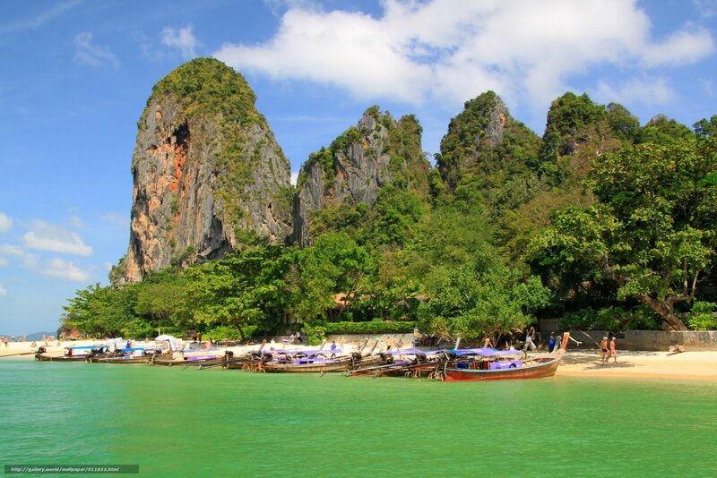Long-tail Boats on Beach — Green, Serene