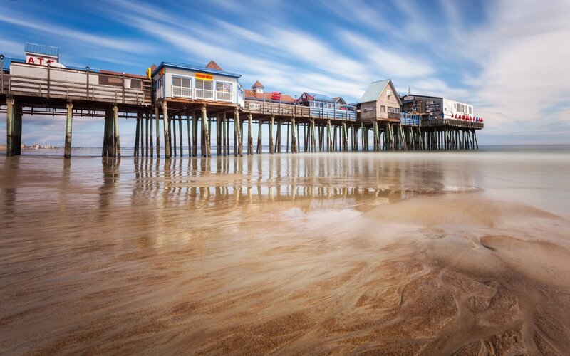 Long Wooden Pier — Blue, Serene, Afternoon