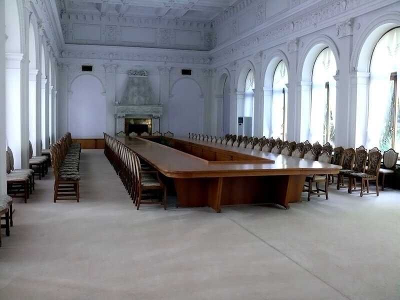 Long Wooden Table in Hall