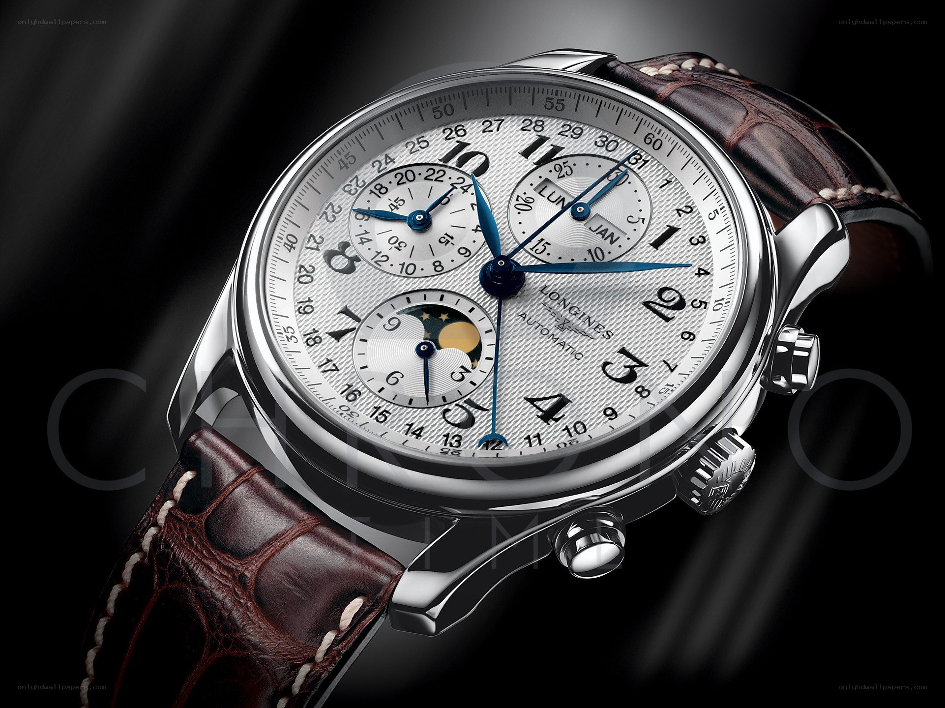 Longines watch with moon phase