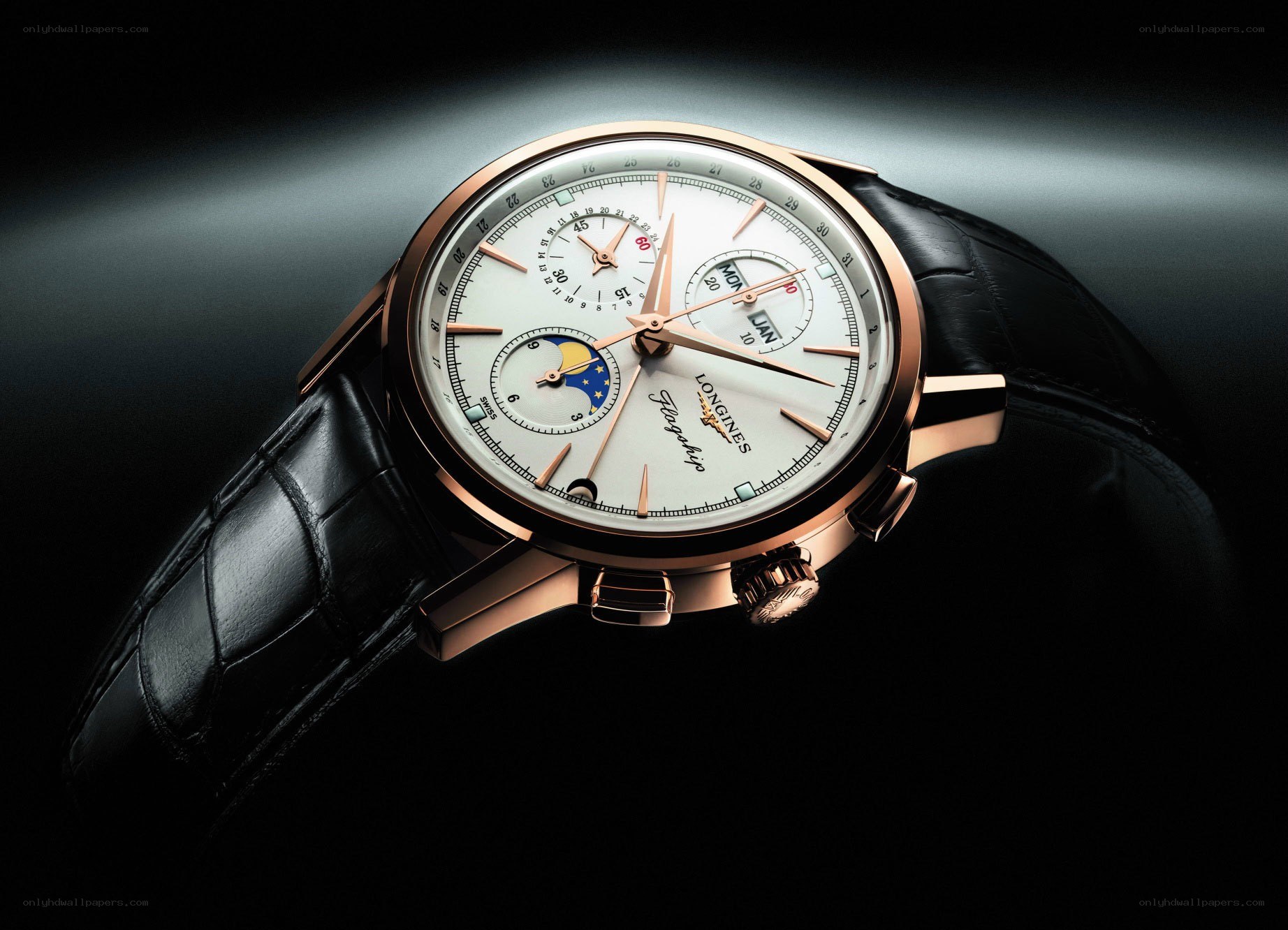 Longines watch with moon phase