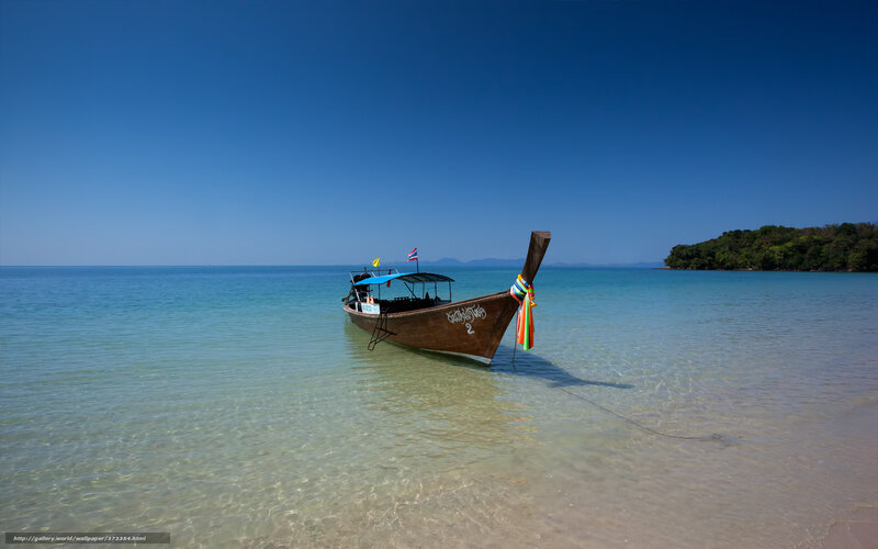 Longtail Boat at Beach — Blue, Serene, Afternoon