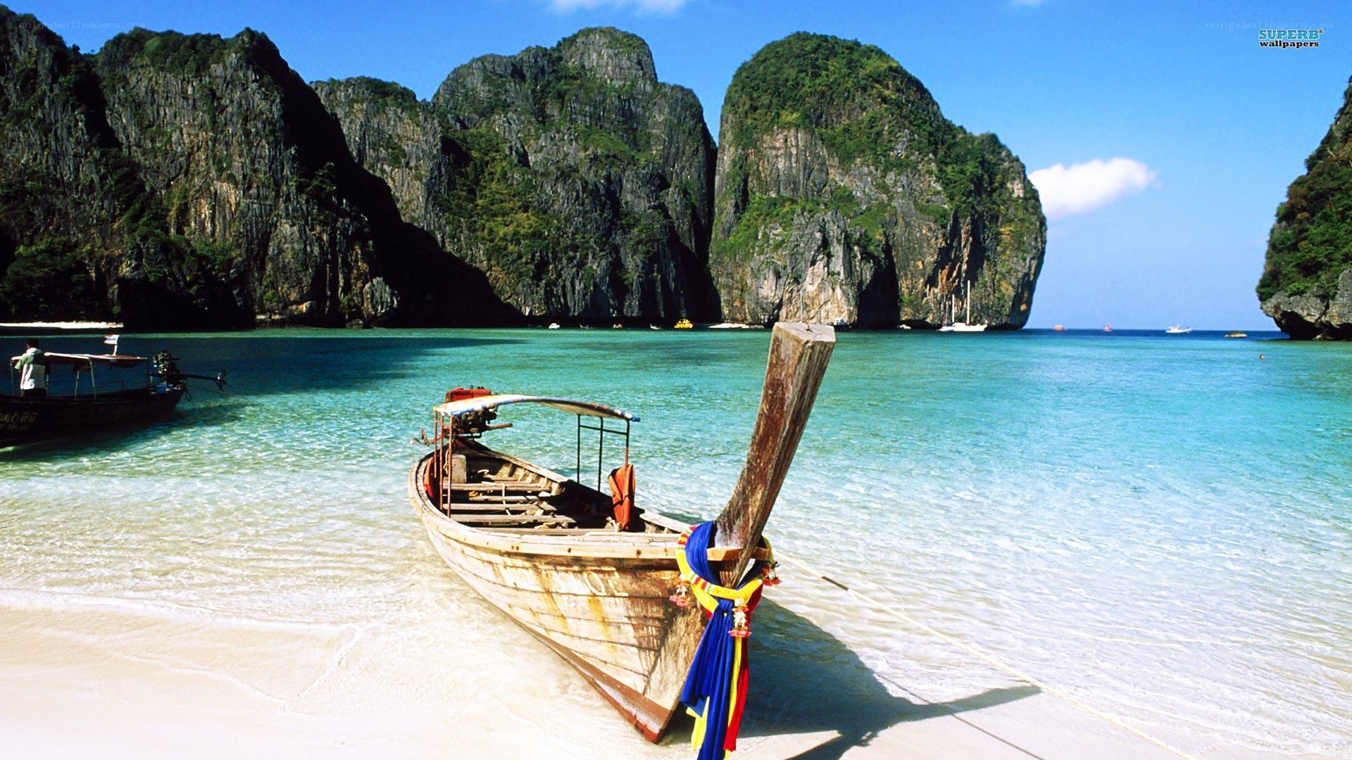 Longtail boat at tropical beach