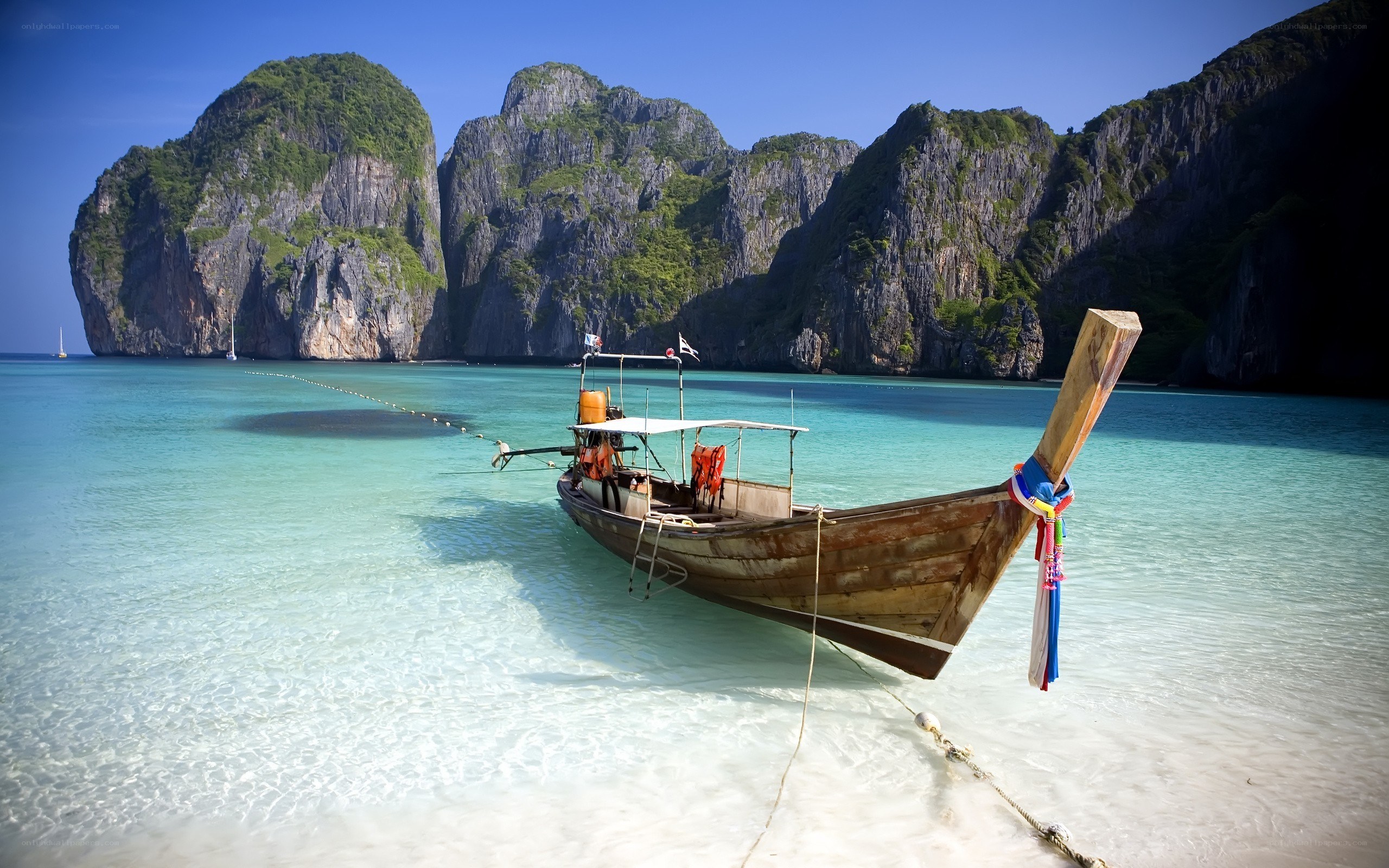 Longtail boat at tropical beach