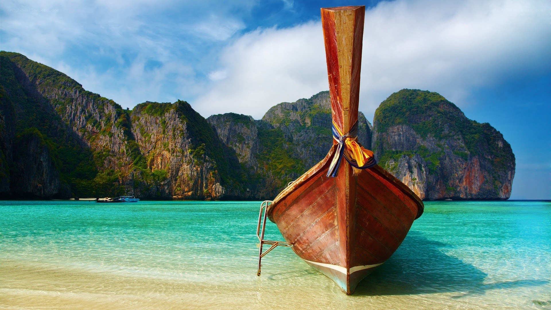 Longtail boat at tropical beach