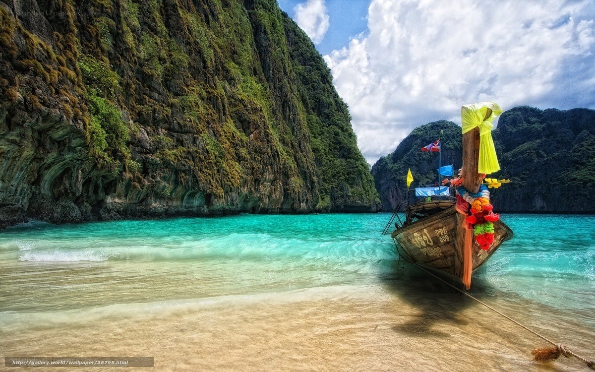 Longtail boat at tropical beach