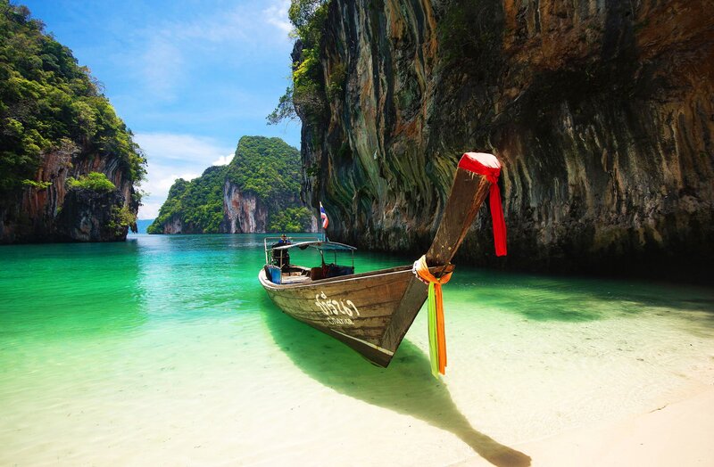 Longtail Boat in Cove