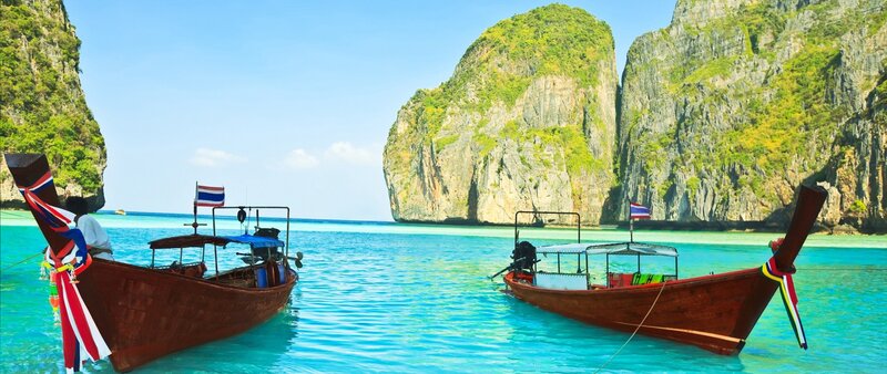 Longtail Boats in Bay — Blue, Serene, Afternoon