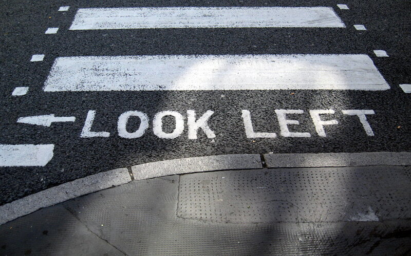 Look Left road marking