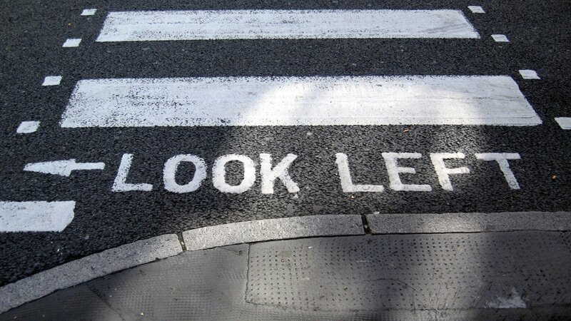 Look Left road marking