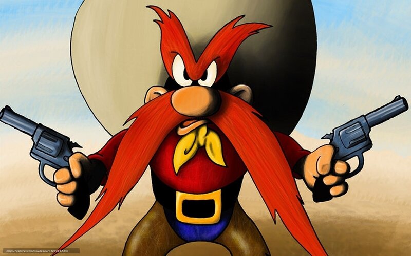 Looney Tunes character with guns