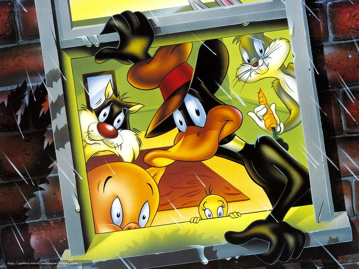 Looney Tunes characters in rain