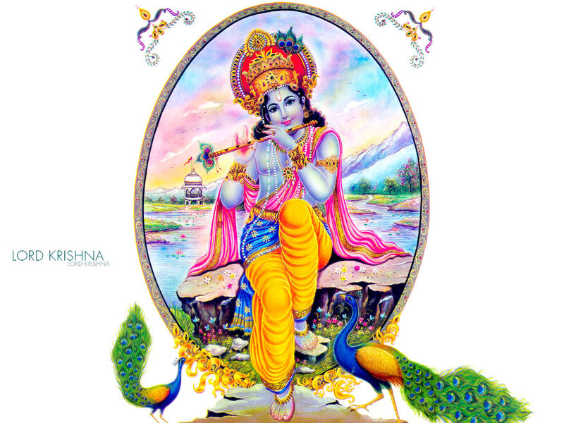 Lord Krishna Playing Flute — Blue
