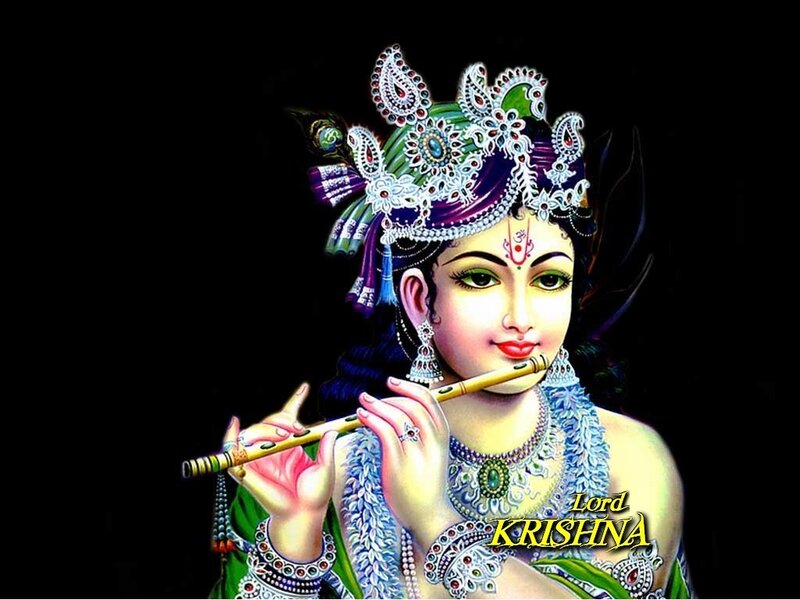 Lord Krishna Playing Flute — Green