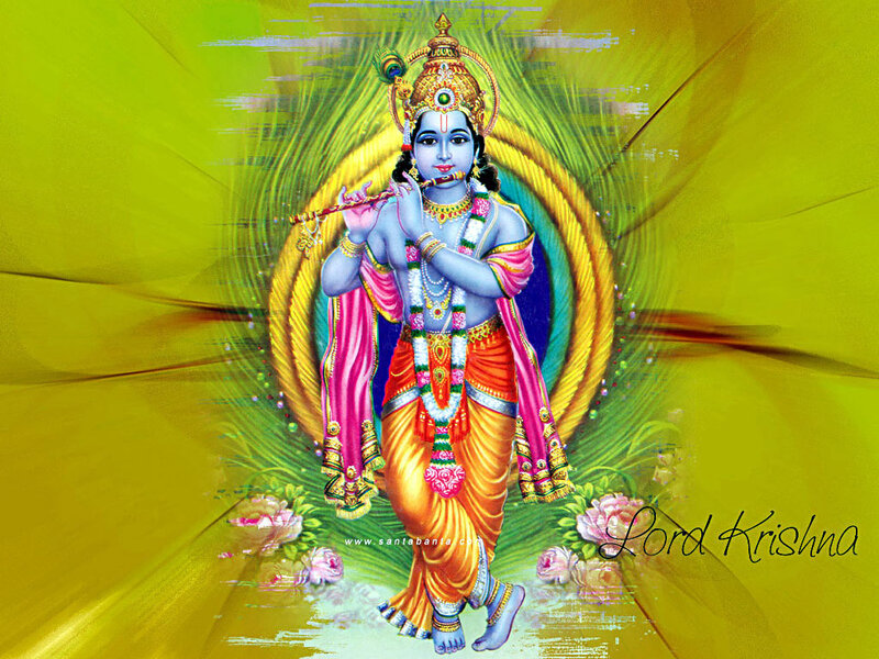 Lord Krishna Playing Flute — Yellow