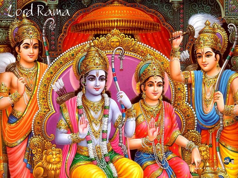 Lord Rama and Sita with attendants