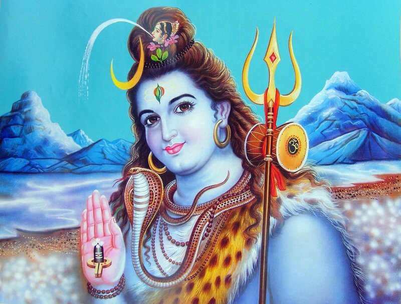 Lord Shiva with trident and cobra
