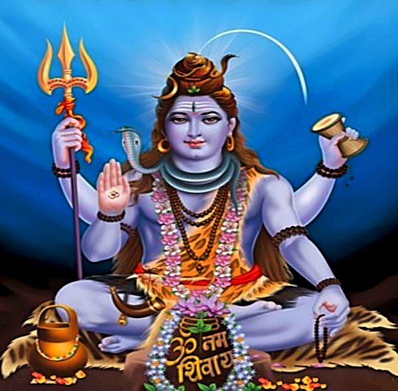 Lord Shiva with trident and drum