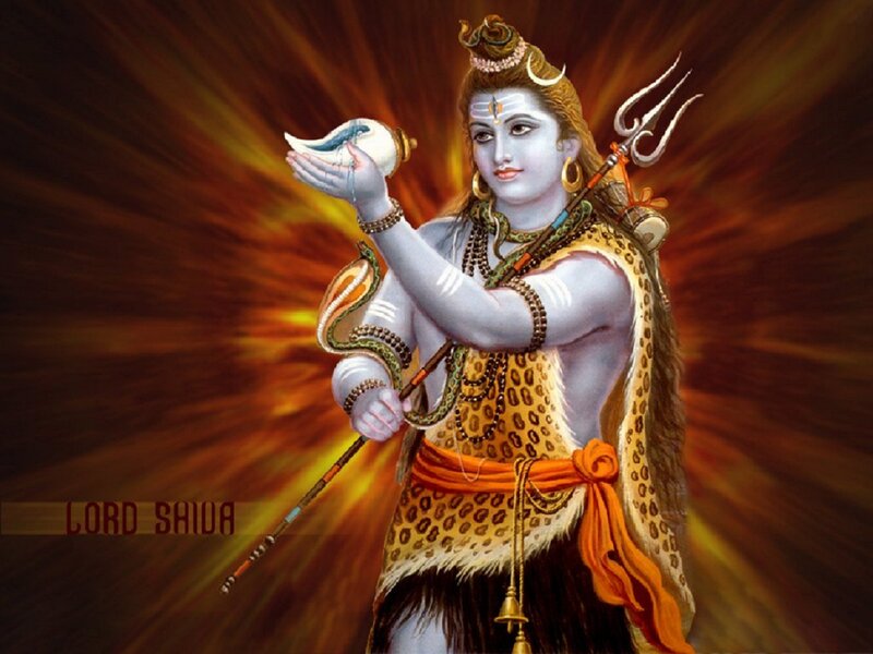 Lord Shiva with Trident — Orange, Dramatic