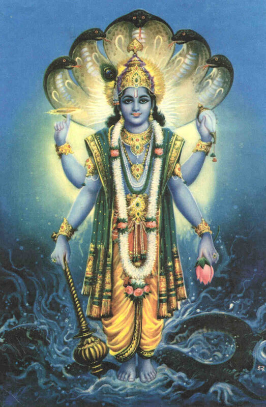 Lord Vishnu with serpent canopy