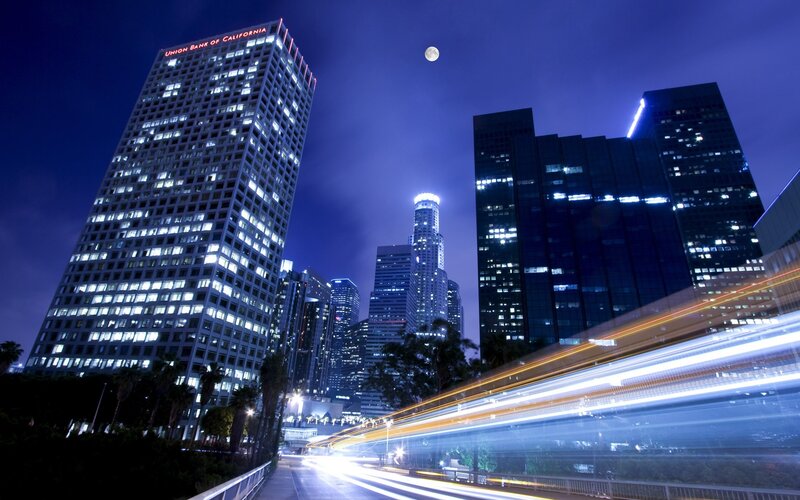Los Angeles city skyline at night