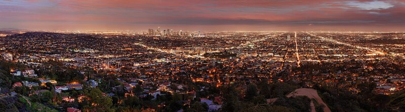 Los Angeles cityscape at dusk