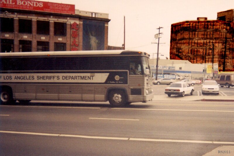 Los Angeles Sheriff's bus on street
