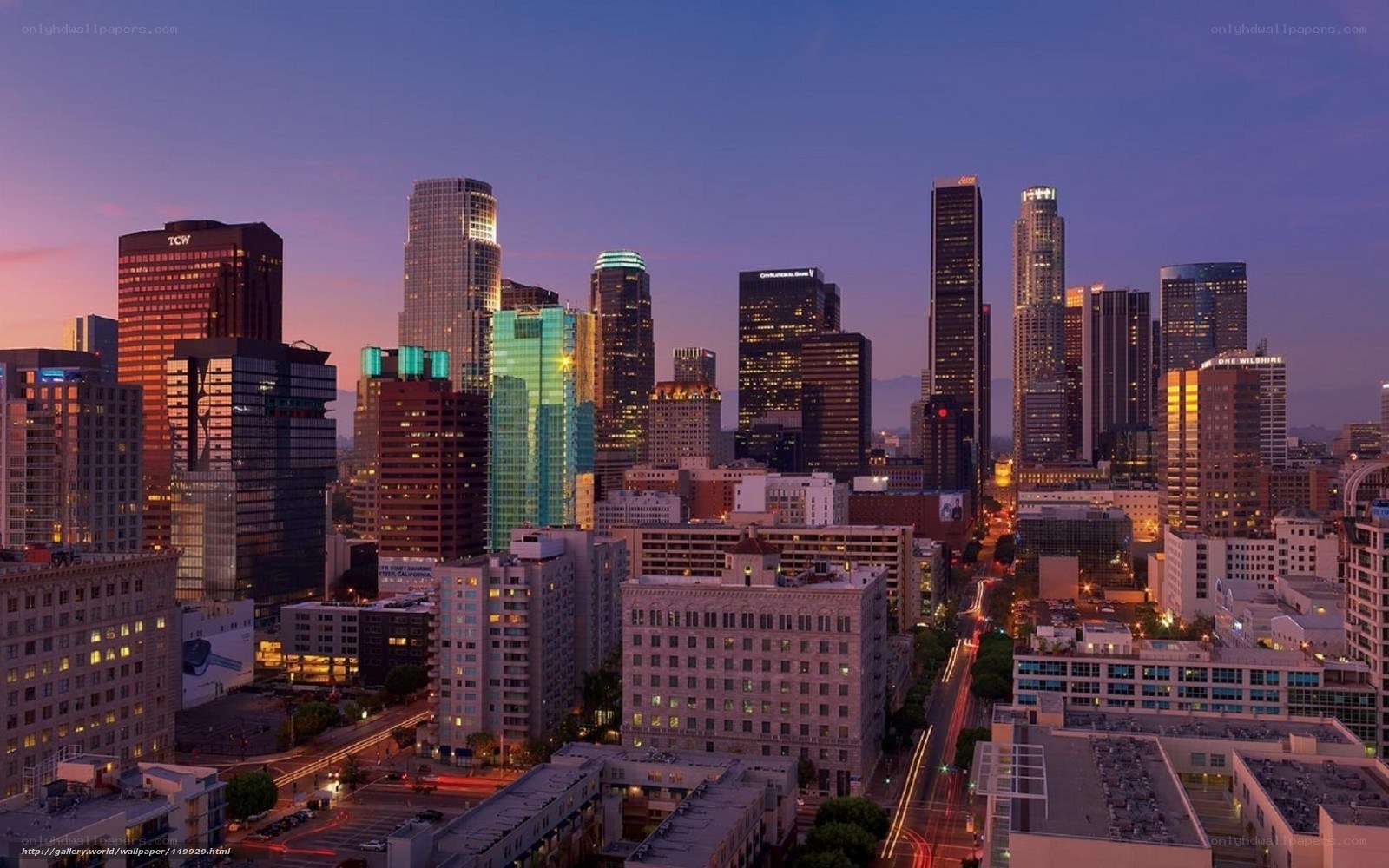 Los Angeles skyline at dusk