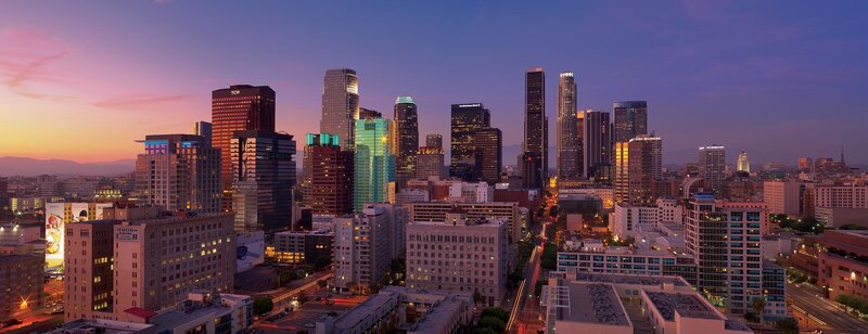 Los Angeles skyline at dusk