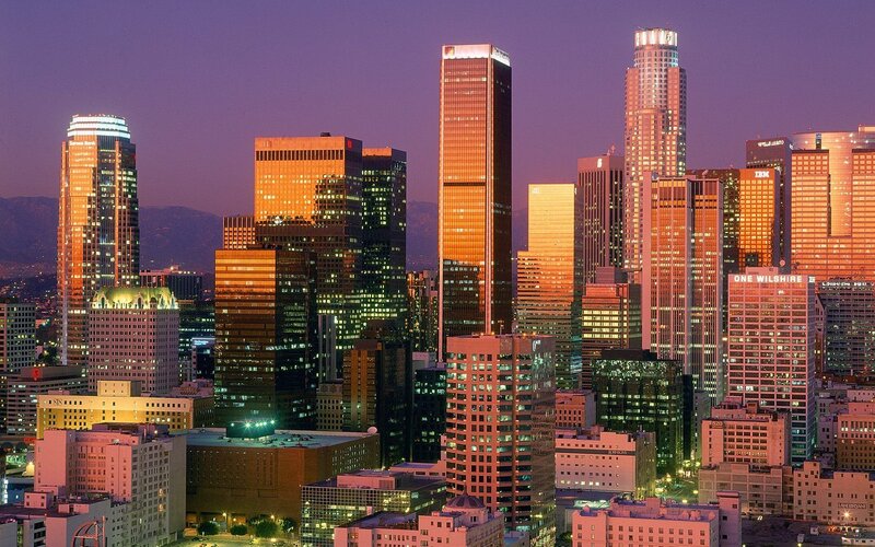 Los Angeles skyline at dusk
