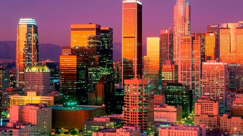 Los Angeles skyline at dusk