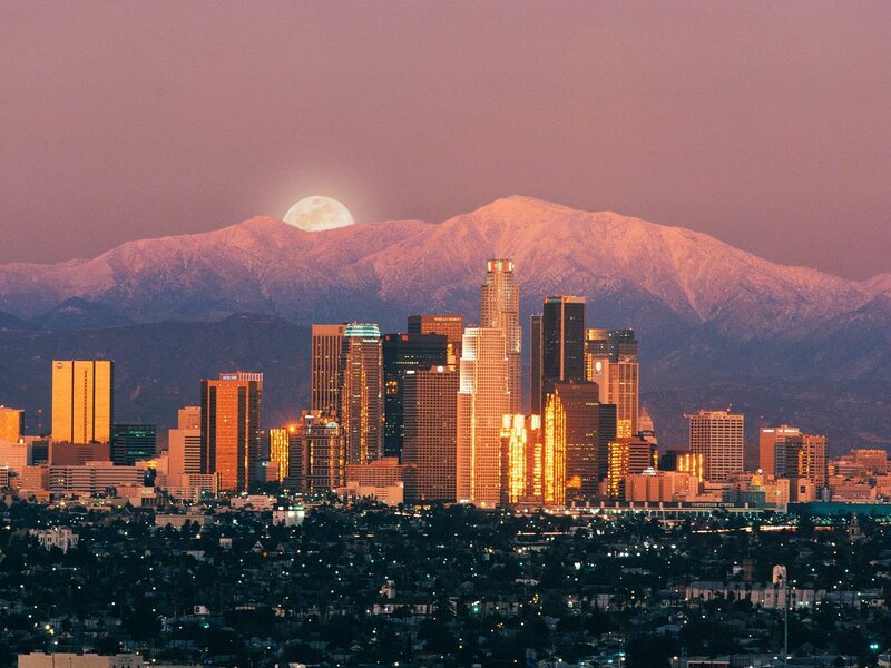 Los Angeles skyline at dusk