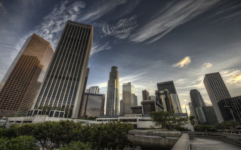 Los Angeles skyline at dusk
