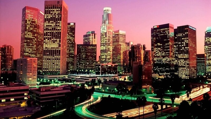 Los Angeles skyline at dusk
