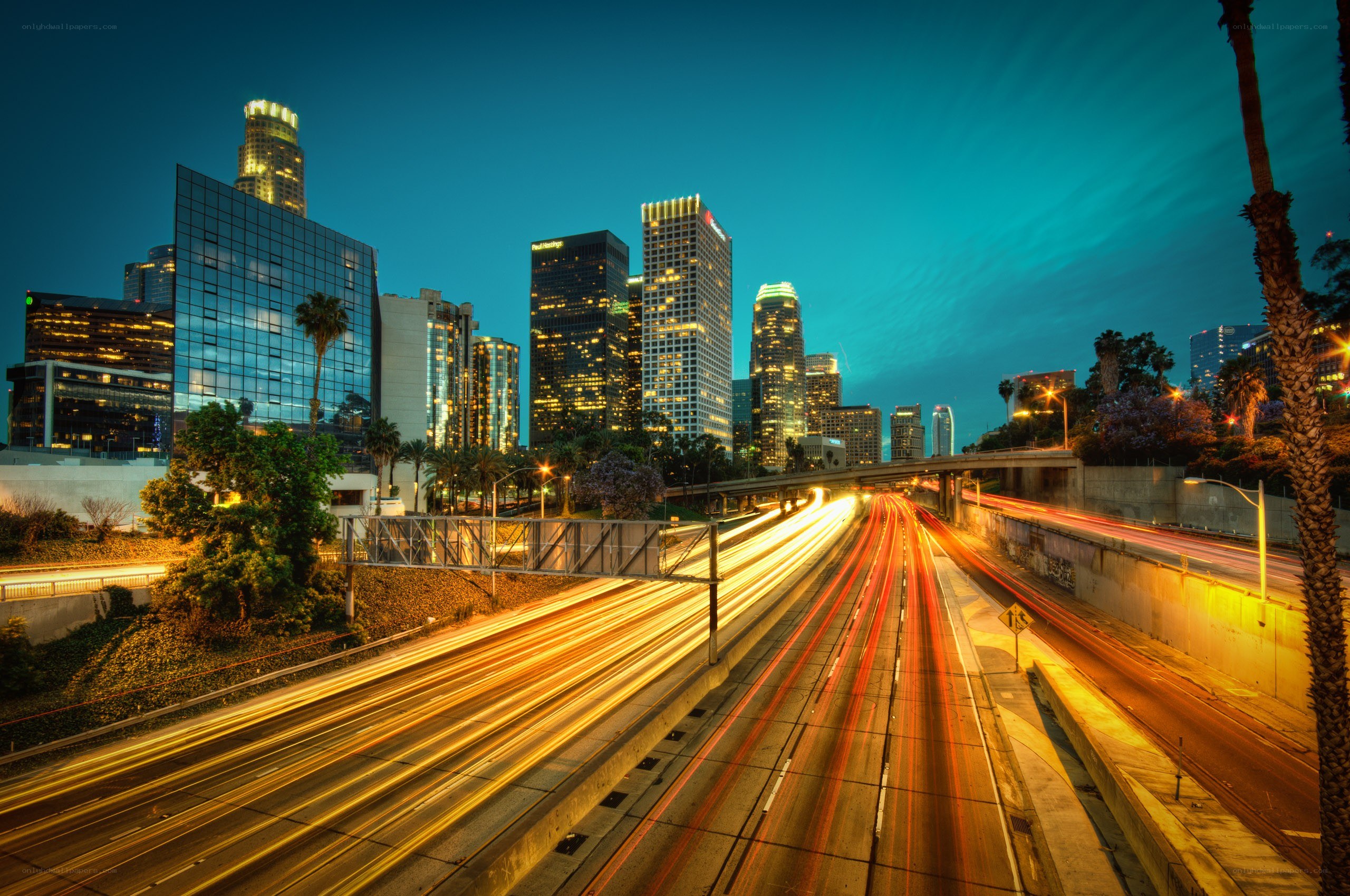 Los Angeles skyline at dusk