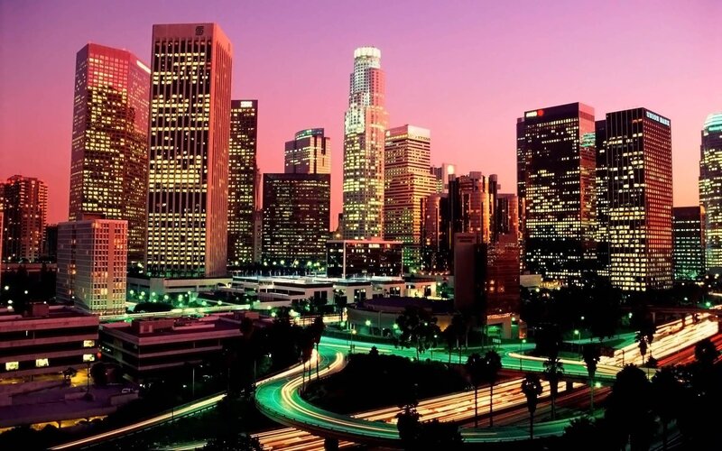 Los Angeles skyline at dusk