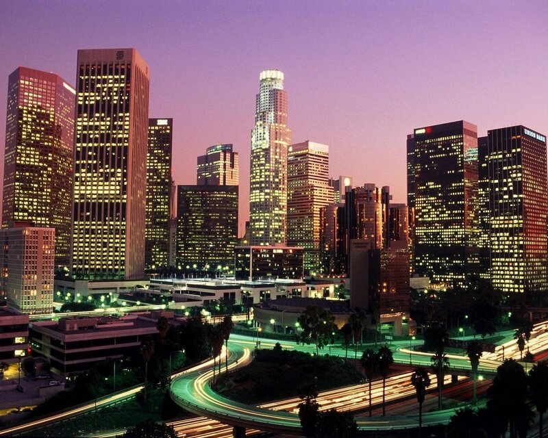 Los Angeles skyline at dusk