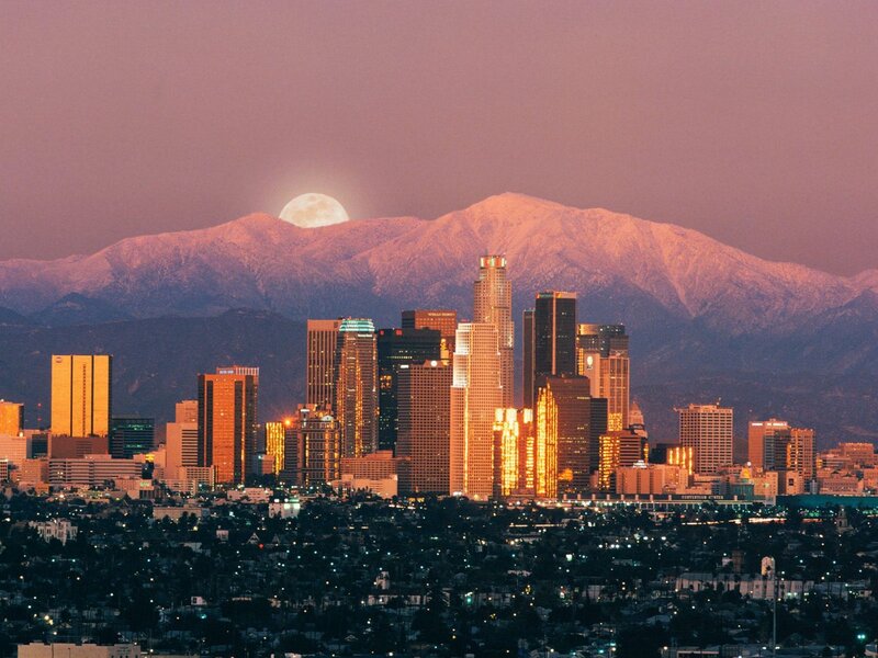 Los Angeles skyline at dusk