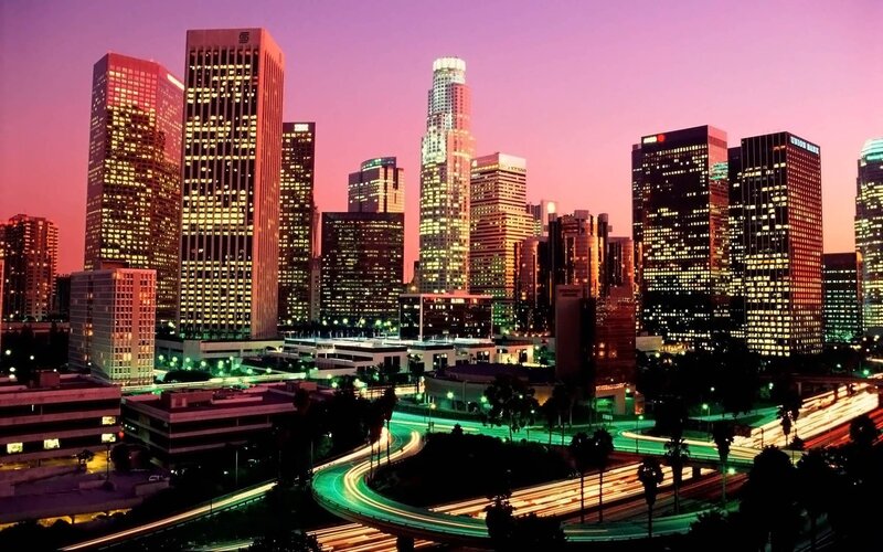 Los Angeles skyline at dusk
