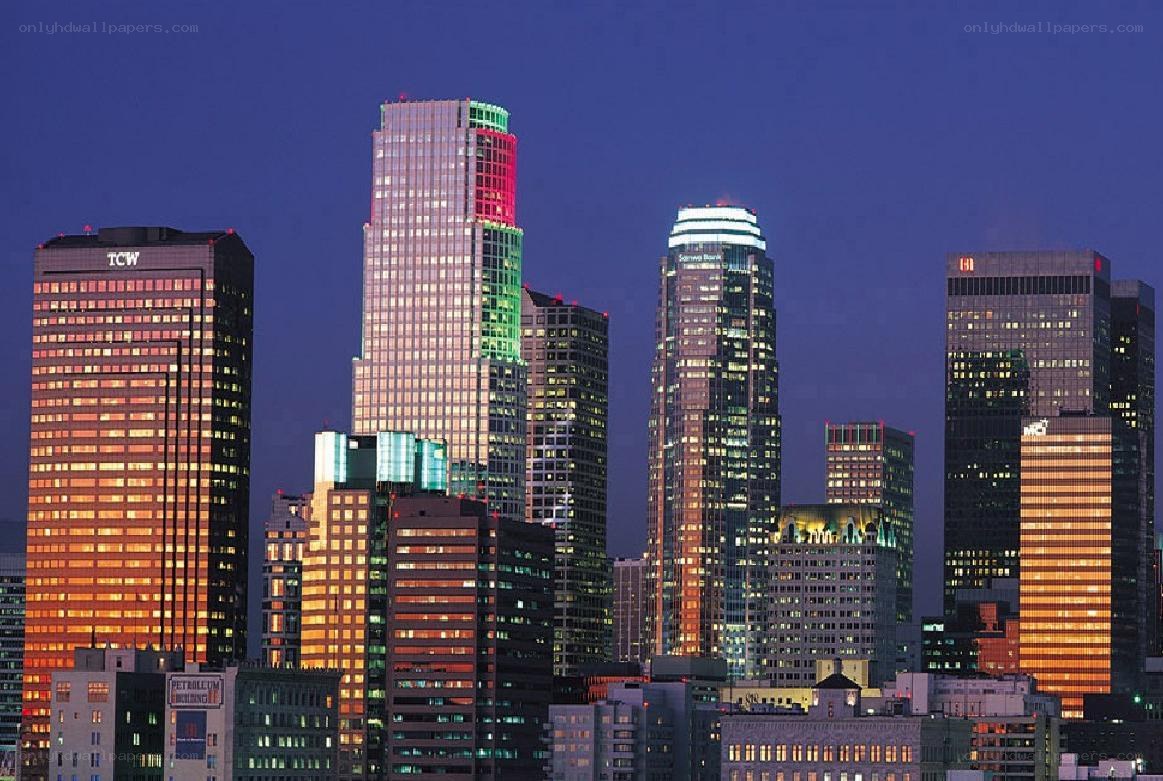 Los Angeles skyline at dusk