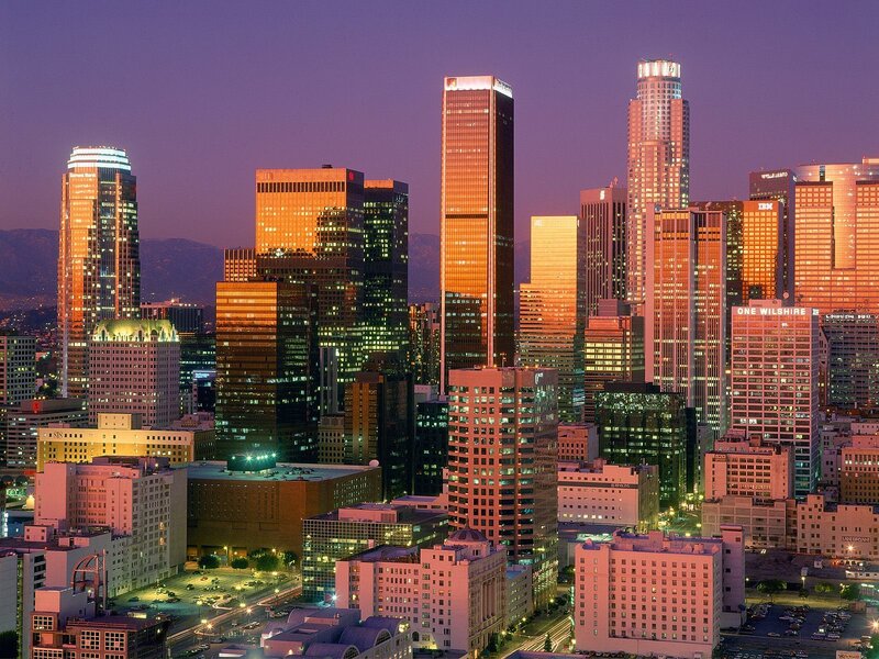 Los Angeles skyline at dusk