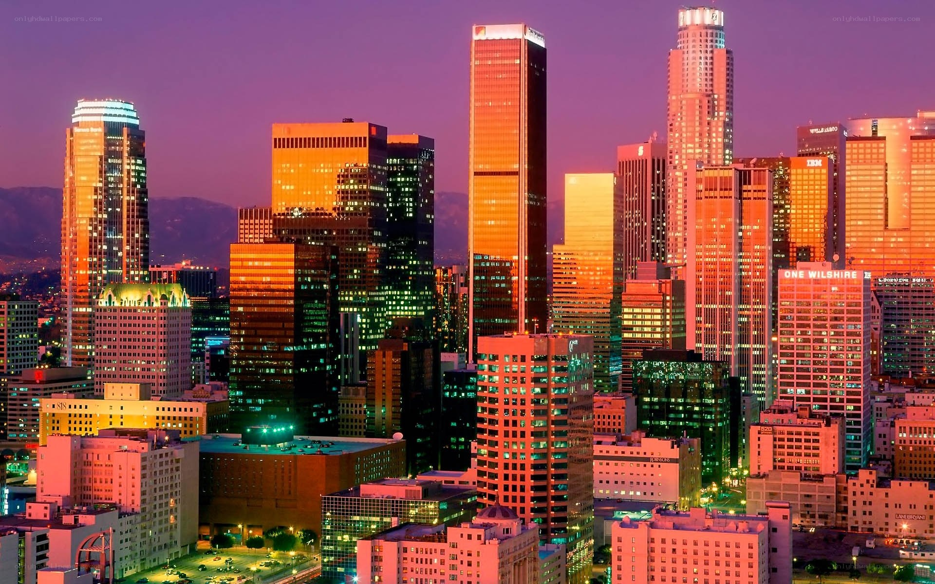 Los Angeles skyline at dusk