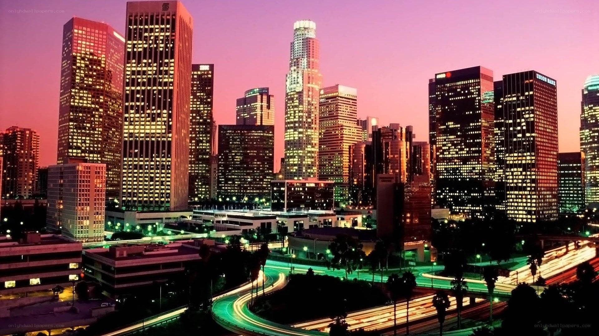 Los Angeles skyline at dusk