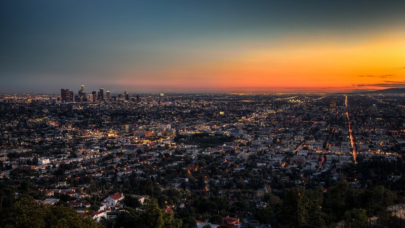 Los Angeles Skyline at Dusk — Orange, Dramatic, Sunset